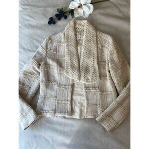 Vtg Anthropologie Womens Textured Jacket Open Shawl Collar Y2K Size M Academia